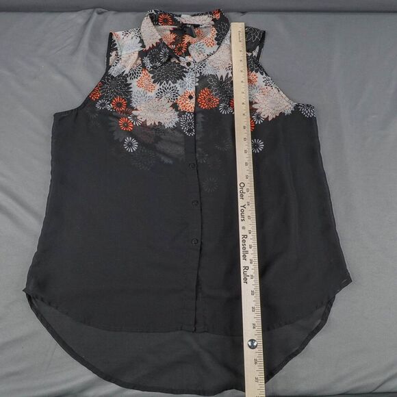 H&M Women Top 6 Black Floral Sheer Flowy Romantic Indie Artsy Romantic Y2K Retro - Picture 8 of 9